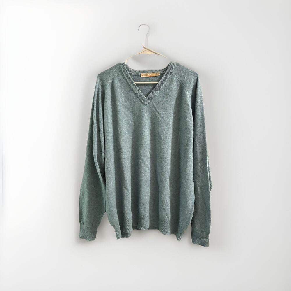 Raffi Men's 100% Blue Cashmere V-Neck Pullover Sweater XL